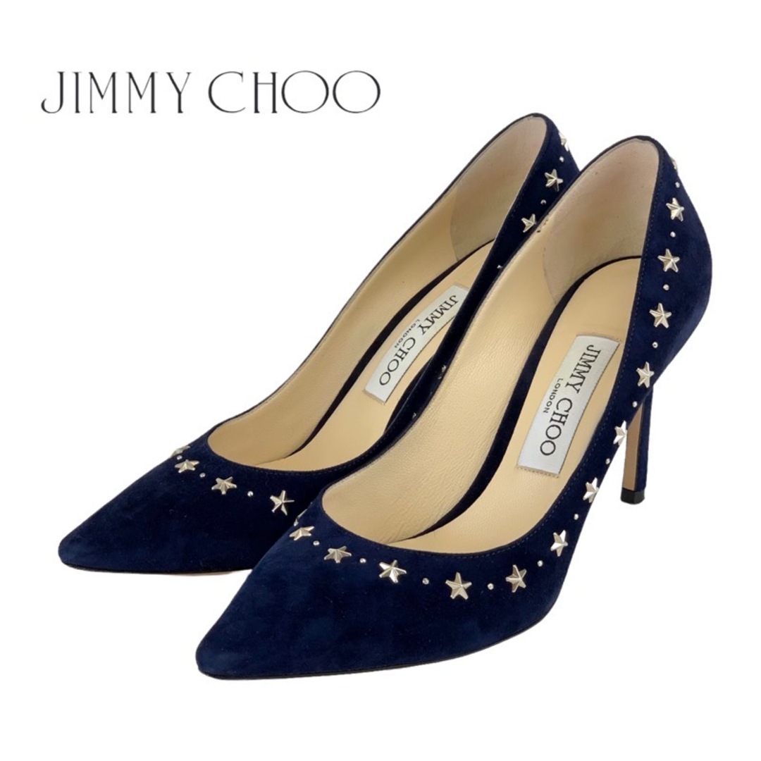 JIMMY CHOO(ジミーチュウ)のジミーチュウ JIMMY CHOO ROMY パンプス 靴 シューズ スエード ネイビー シルバー スター スタッズ レディースの靴/シューズ(ハイヒール/パンプス)の商品写真