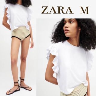 ZARA - 【美品 M】ZARA フリル袖 トップス