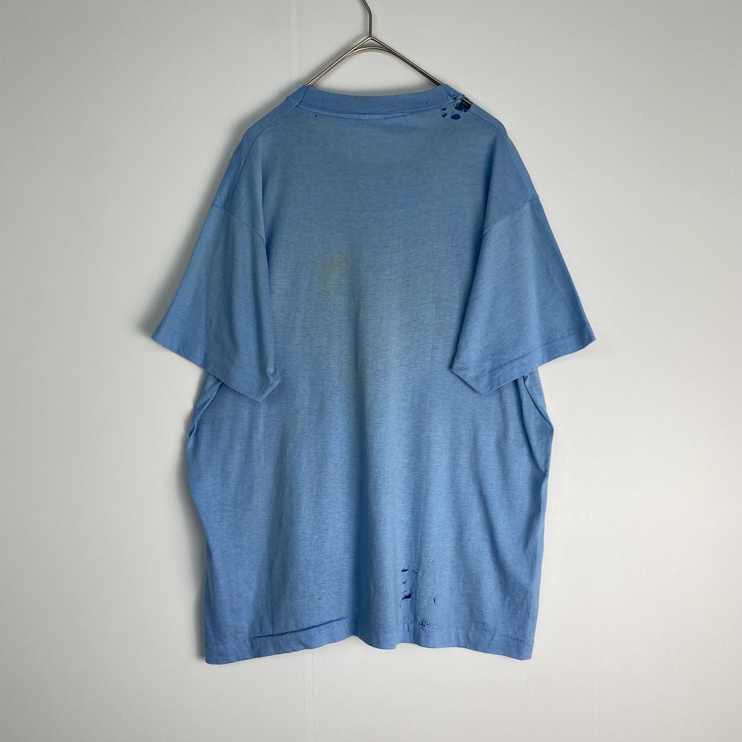 ヴィンテージ　Tシャツ　プリント　ボロ　シングルステッチ　水色　黒 メンズのトップス(Tシャツ/カットソー(半袖/袖なし))の商品写真