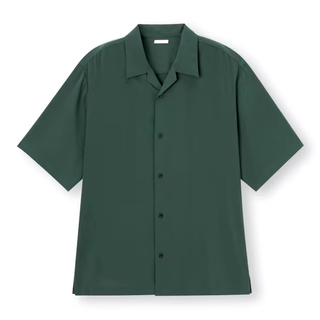 ジーユー(GU)のGU ジーユー オープンカラーシャツ 5分袖 グリーン(シャツ)