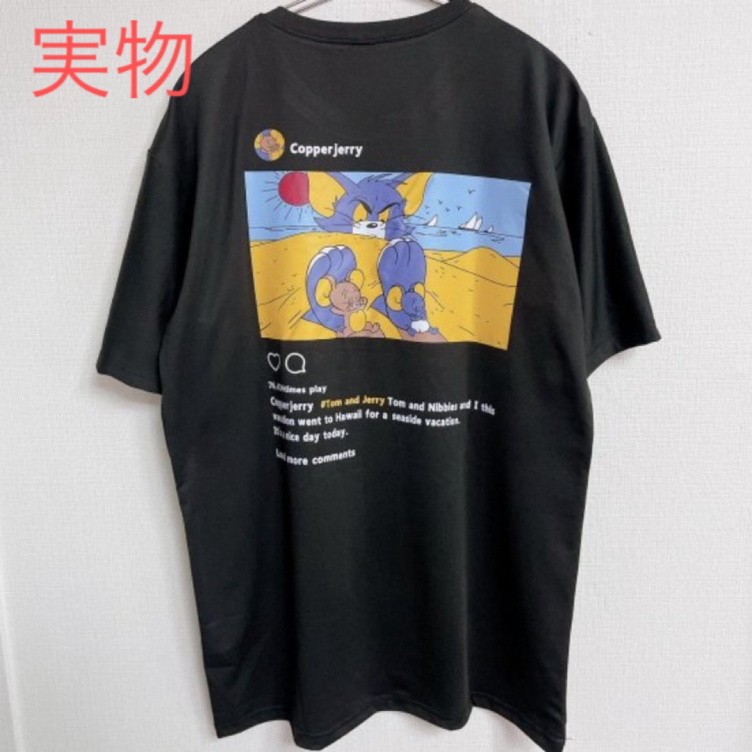 ブラック XL トムとジェリー Instagram グラフィック ゆったり 新品 レディースのトップス(Tシャツ(半袖/袖なし))の商品写真