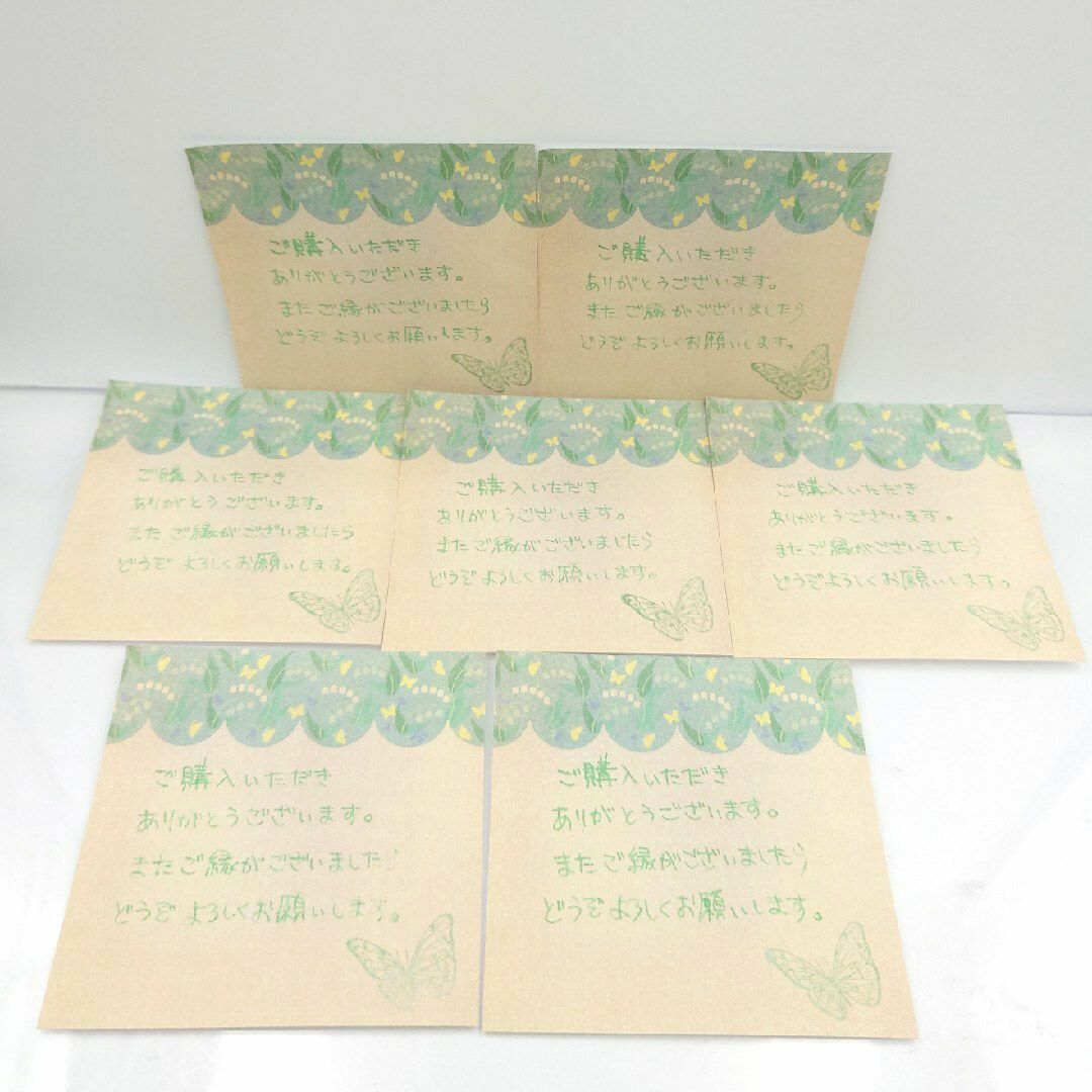 手書きサンキューカード No.35 すずらんの花　正方形　40枚セット　フラワー ハンドメイドの文具/ステーショナリー(カード/レター/ラッピング)の商品写真