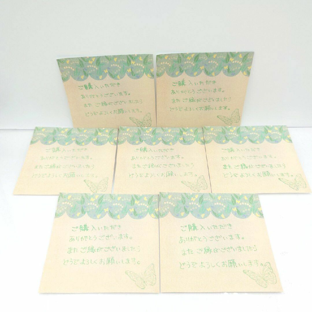 手書きサンキューカード No.35 すずらんの花　正方形　40枚セット　フラワー ハンドメイドの文具/ステーショナリー(カード/レター/ラッピング)の商品写真