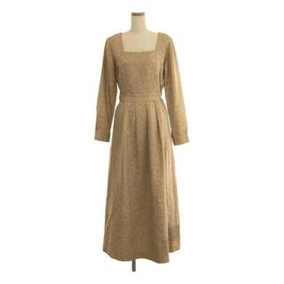 リムアーク(RIM.ARK)のRIM.ARK / リムアーク | Basket tweed noble dress / バスケットツイードノーブルドレス リボン スクエアネック ワンピース  / 総裏地 | 38 | ベージュ系 | レディース(ロングワンピース/マキシワンピース)