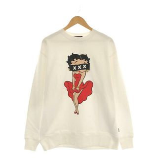 【新品】  GOD SELECTION XXX / ゴッドセレクション | × BETTY BOOP / ベティ・ブープ  CREW NECK SHIRT / 両面プリントスウェット | L | ホワイト | メンズ(スウェット)