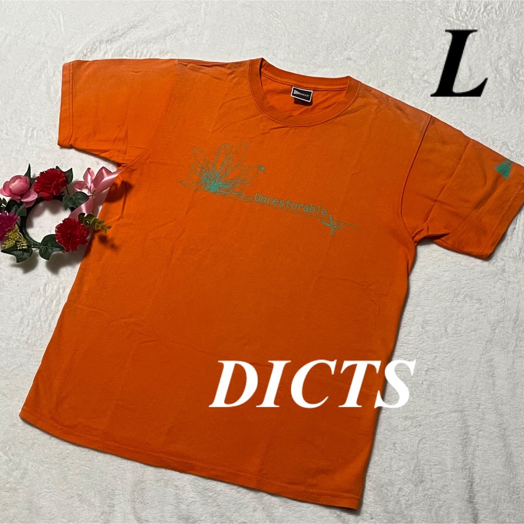   DICTS PRODUCTS  ♡半袖Tシャツ　プリント オレンジ　L即発送 レディースのトップス(Tシャツ(半袖/袖なし))の商品写真