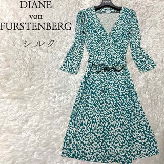 ダイアンフォンファステンバーグ(DIANE von FURSTENBERG)のDIANE von FURSTENBERG シルク100カシュクール七分袖ドレス(ひざ丈ワンピース)