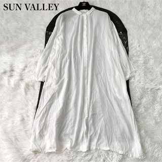 サンバレー(SUNVALLEY)のSUN VALLEY コットンガーゼロングワンピース 綿 羽織り ロングシャツ(ロングワンピース/マキシワンピース)