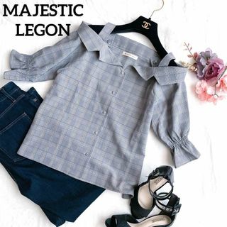 マジェスティックレゴン(MAJESTIC LEGON)の【即日発送】マジェスティックレゴン　可愛い　チェック柄　可愛い　Mサイズ　細見え(シャツ/ブラウス(半袖/袖なし))