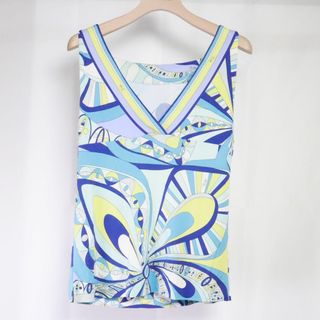 エミリオプッチ(EMILIO PUCCI)のEMILIO PUCCI エミリオプッチ　トップス　袖なし　青　水色　XS(Tシャツ(半袖/袖なし))