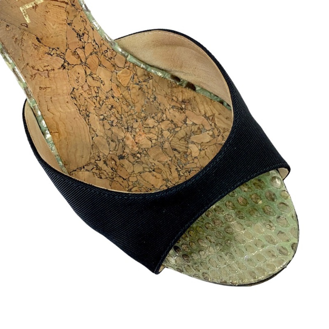 CHANEL(シャネル)のシャネル CHANEL サンダル 靴 シューズ メタリックレザー ファブリック グリーン ブラック ゴールド パイソン レディースの靴/シューズ(サンダル)の商品写真