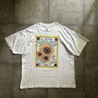 デルタ(DELTA)の90s delta アートtシャツ ひまわり ホワイト XL(Tシャツ/カットソー(半袖/袖なし))