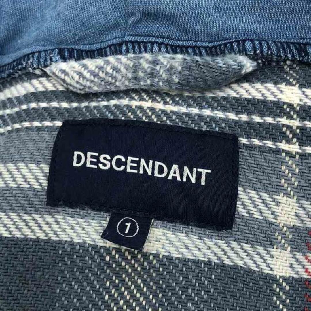 DESCENDANT(ディセンダント)のDESCENDANT / ディセンダント | MULE HOODED LS SHIRT フーデッド 袖リブ チェック ネルシャツ | 1 | ブルー | メンズ メンズのトップス(Tシャツ/カットソー(七分/長袖))の商品写真