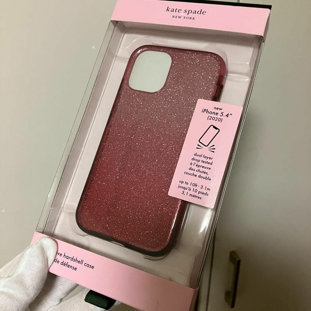 kate spade new york(ケイトスペードニューヨーク)の新品ラスト❶kate spade★iPhone12mini専用オンブレレッドラメ スマホ/家電/カメラのスマホアクセサリー(iPhoneケース)の商品写真