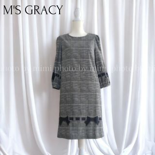 エムズグレイシー(M'S GRACY)のM'S GRACY*チェックプリントワンピース(ひざ丈ワンピース)