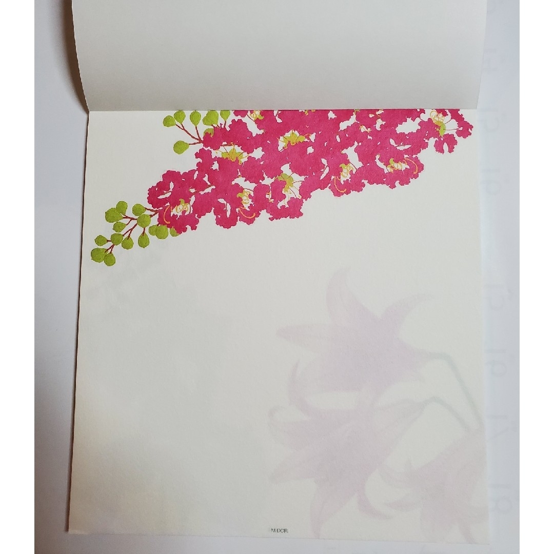 越前和紙レターセット「夏の花柄S2 4柄」39570 ミドリ ハンドメイドの文具/ステーショナリー(カード/レター/ラッピング)の商品写真