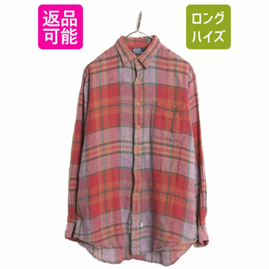 Ralph Lauren - 90s ポロ ラルフローレン 100% リネン チェック Ralph Lauren - 90s ポロ ラルフローレン 100% リネン チェック