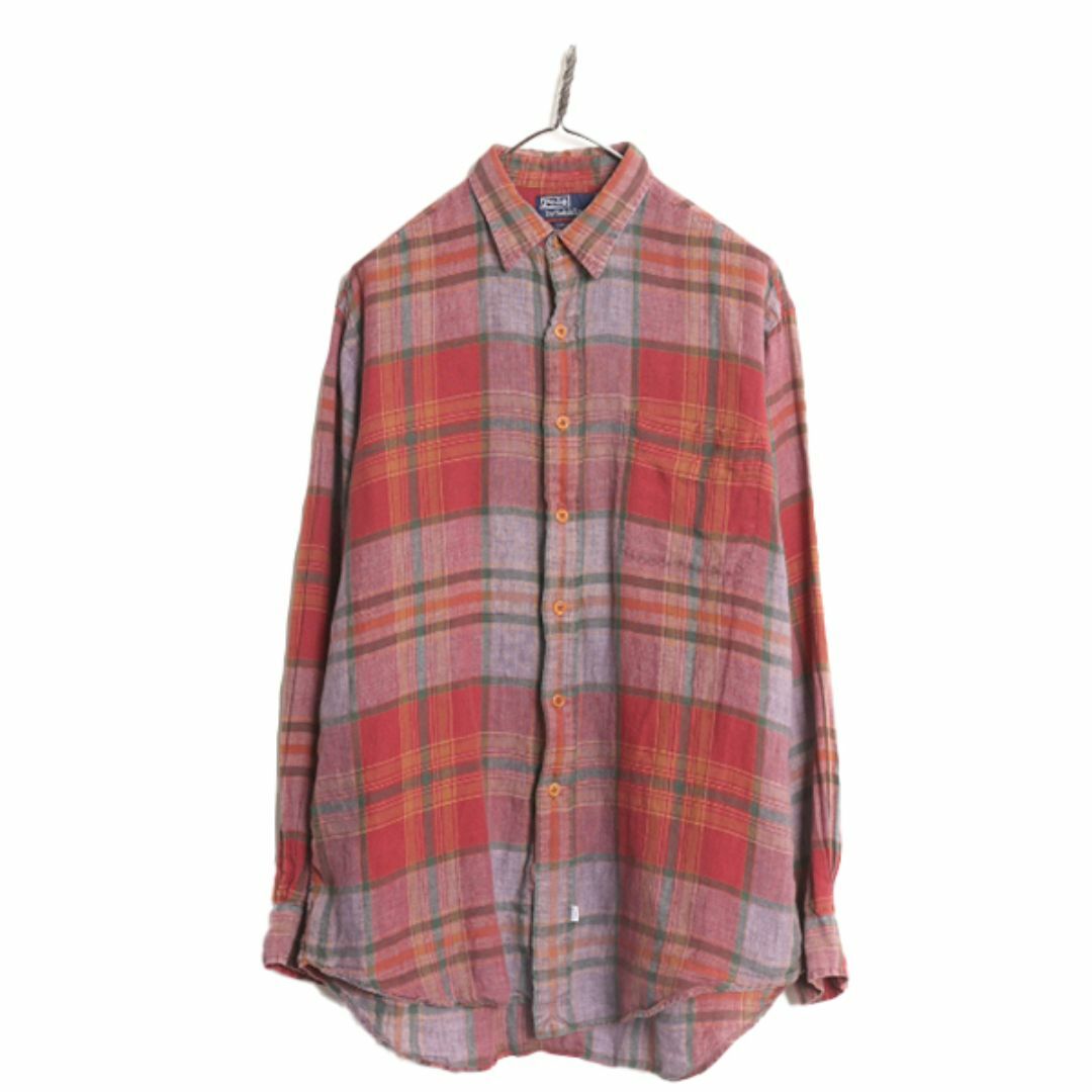 Ralph Lauren - 90s ポロ ラルフローレン 100% リネン チェック Ralph Lauren - 90s ポロ ラルフローレン 100% リネン チェック