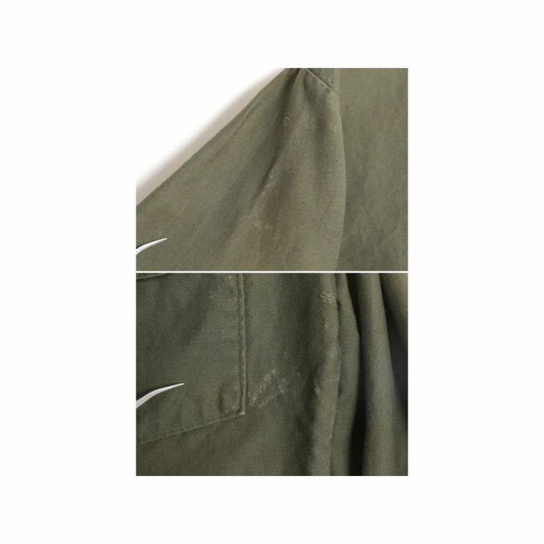 70s 76年製 米軍実物 US ARMY コットン サテン ユーティリティ シャツ M 程 古着 70年代 ヴィンテージ ミリタリー 軍物 シャツ袖 4th OG107 メンズのジャケット/アウター(ミリタリージャケット)の商品写真