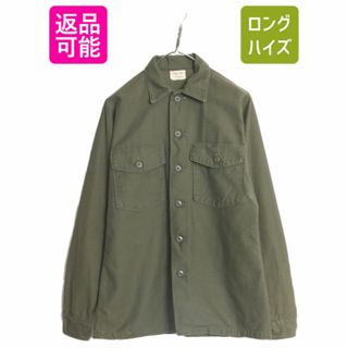 70s 76年製 米軍実物 US ARMY コットン サテン ユーティリティ シャツ M 程 古着 70年代 ヴィンテージ ミリタリー 軍物 シャツ袖 4th OG107(ミリタリージャケット)