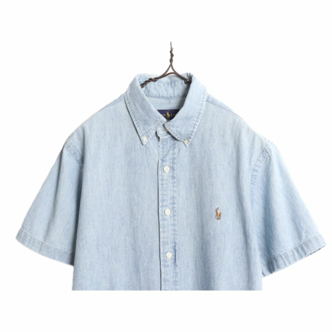 Ralph Lauren(ラルフローレン)のラルフ ローレン シャンブレー 半袖 ボタンダウン シャツ メンズ M / ポロ 半袖シャツ 100% コットン ワンポイント BD ワーク ポニー刺繍 メンズのトップス(シャツ)の商品写真