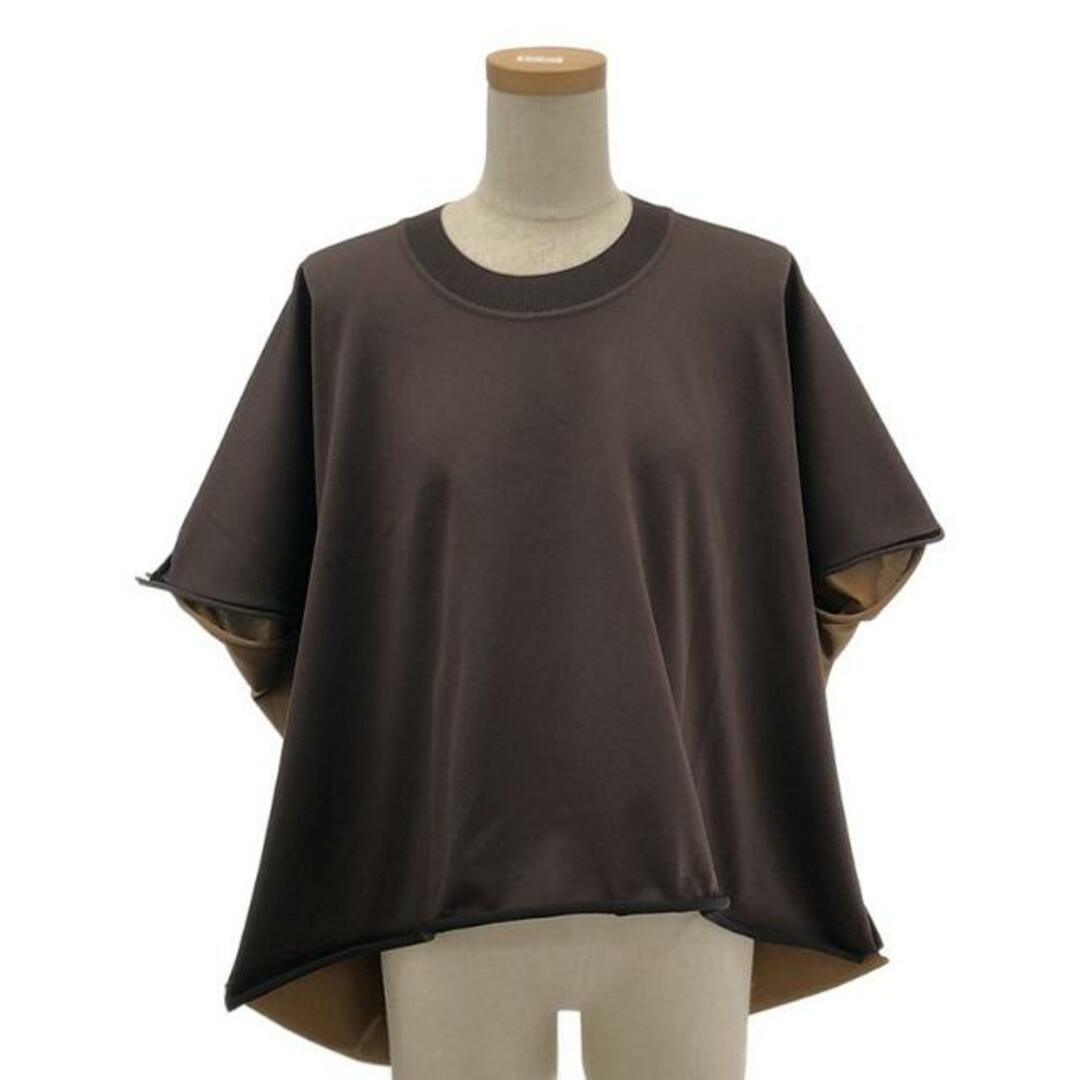 Bottega Veneta(ボッテガヴェネタ)の【美品】  BOTTEGA VENETA / ボッテガヴェネタ | 2020 | WMS TWOTONE BLAND SHORT SLEEVE T SHIRT ニット | XL | ダークブラウン/ブラウン | レディース レディースのトップス(ニット/セーター)の商品写真