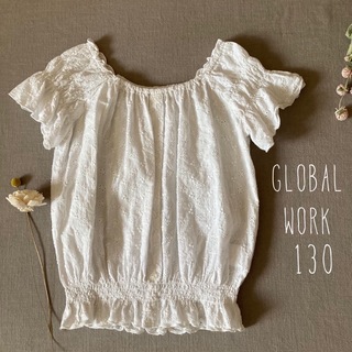 GLOBAL WORK - グローバルワーク｜シャーリングフリル袖 アイレットレースブラウス130