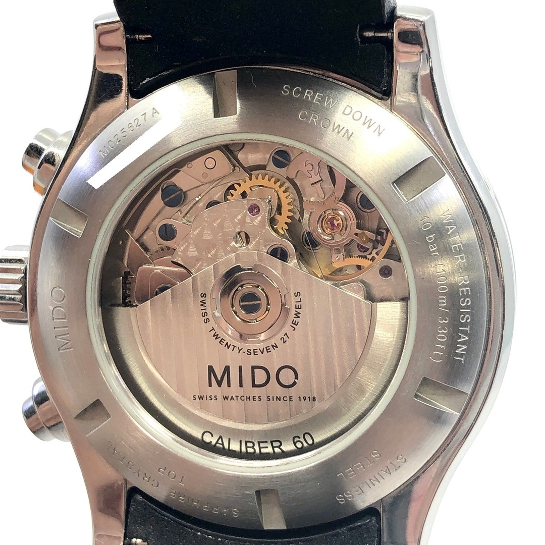 MIDO(ミドー)のMIDO ミドー マルチフォート クロノグラフ M025627A 自動巻き メンズ腕時計 デイト 裏スケ 黒文字盤 SS × レザー メンズの時計(腕時計(アナログ))の商品写真