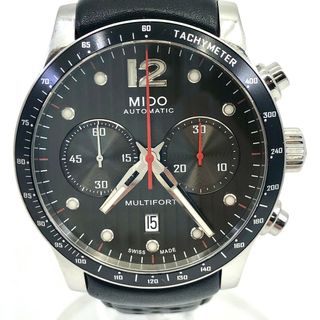 MIDO - MIDO ミドー マルチフォート クロノグラフ M025627A 自動巻き メンズ腕時計 デイト 裏スケ 黒文字盤 SS × レザー