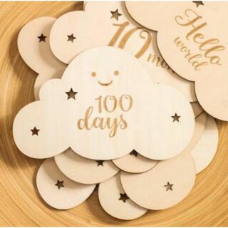 フォトボード 月齢 ニューボーンフォト 新生児 記念 写真 木製 100日記念(フォトフレーム)