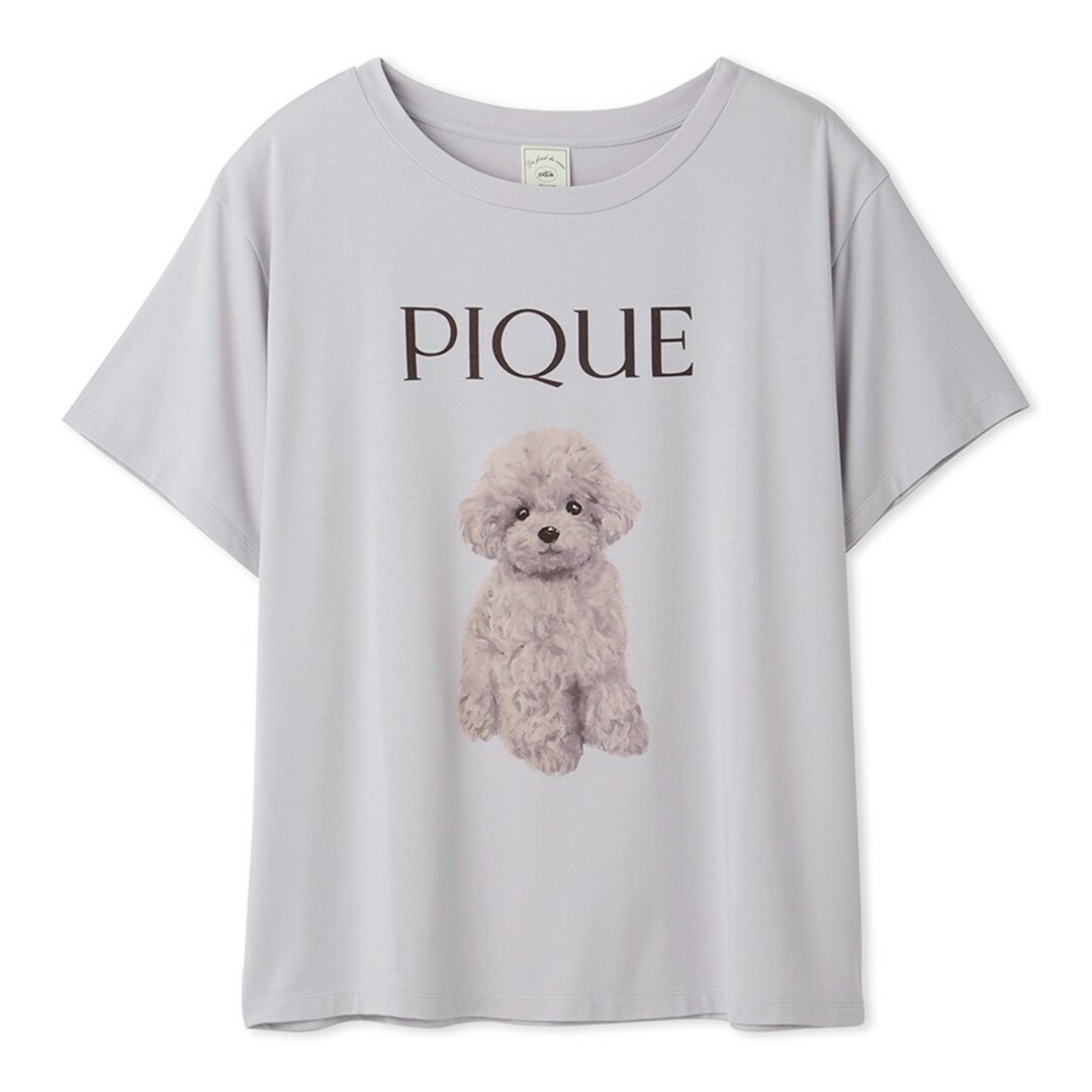 gelato pique(ジェラートピケ)の新品未使用　ジェラート ピケ　トイプードル柄ワンポイントTシャツ　グレー レディースのトップス(Tシャツ(半袖/袖なし))の商品写真