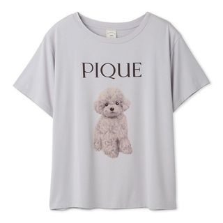 ジェラートピケ(gelato pique)の新品未使用　ジェラート ピケ　トイプードル柄ワンポイントTシャツ　グレー(Tシャツ(半袖/袖なし))