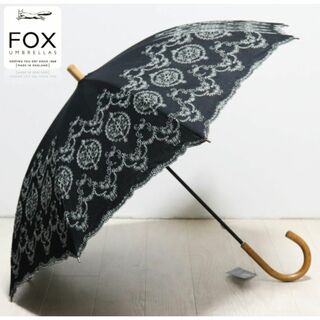 フォックスアンブレラズ(FOX UMBRELLAS)の新品タグ付き【フォックスアンブレラ】長傘 英国製 繊細豪華刺繍 高級日傘 黒(傘)