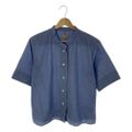 MARGARET HOWELL / マーガレットハウエル | SOFT WASHED COTTON バンドカラー 半袖シャツ | 1 | ブルー | レディース