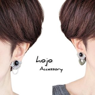 6way コンチョフープ シルバーEarring オリーブ(イヤリング)