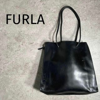 Furla - イタリー製 FURLA フルラ サイドジップ デザインレザートートバッグ 黒×赤