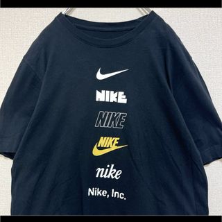 ナイキ(NIKE)のNIKE ナイキ Tシャツ 半袖 ブラック 連ロゴプリント スウッシュ M(Tシャツ/カットソー(半袖/袖なし))