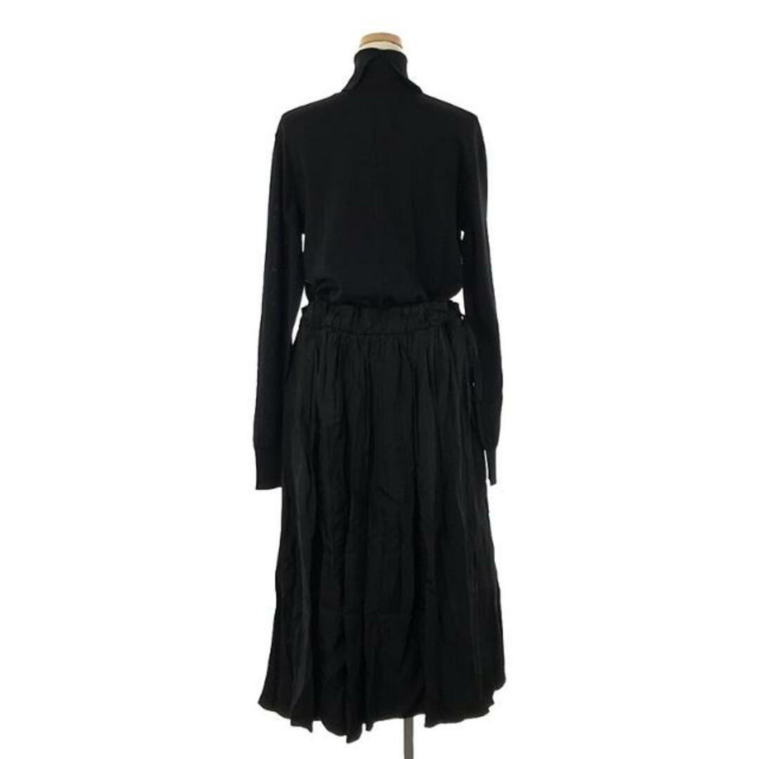 Jil Sander(ジルサンダー)の【美品】  JIL SANDER / ジルサンダー | 2023AW | 二ット ドッキング ロングワンピース | 36 | ブラック | レディース レディースのワンピース(ロングワンピース/マキシワンピース)の商品写真