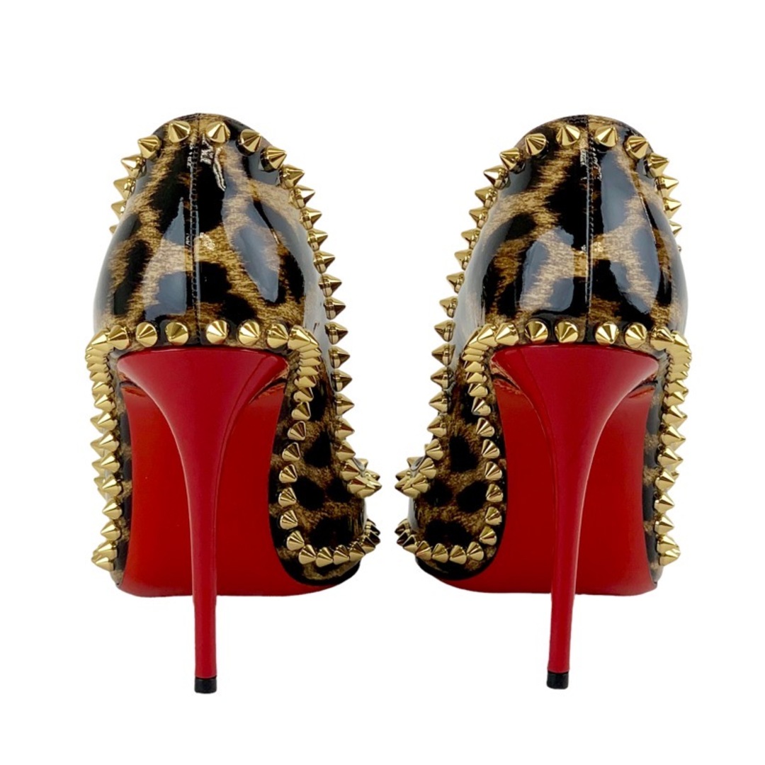 Christian Louboutin(クリスチャンルブタン)のクリスチャンルブタン Christian Louboutin パンプス 靴 シューズ パテント ブラウン ゴールド スパイク スタッズ レオパード レディースの靴/シューズ(ハイヒール/パンプス)の商品写真