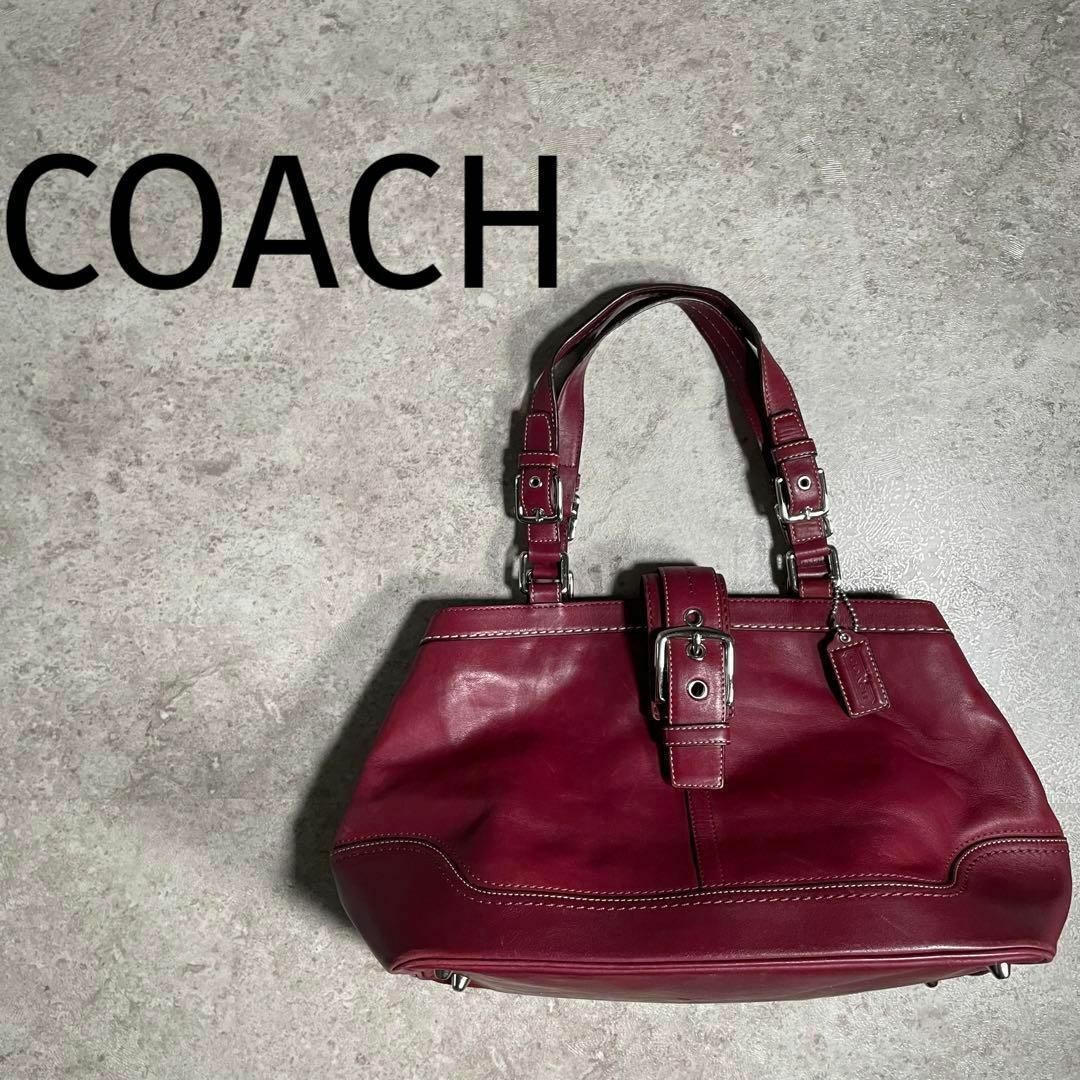 COACH(コーチ)のCOACH ハンドバッグ ハンドクラフト グローブレザー ボルドー ワインレッド レディースのバッグ(ショルダーバッグ)の商品写真