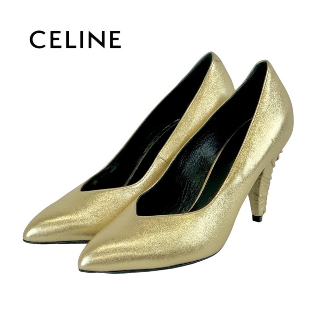 celine(セリーヌ)のセリーヌ CELINE パンプス 靴 シューズ レザー ゴールド 未使用 レディースの靴/シューズ(ハイヒール/パンプス)の商品写真