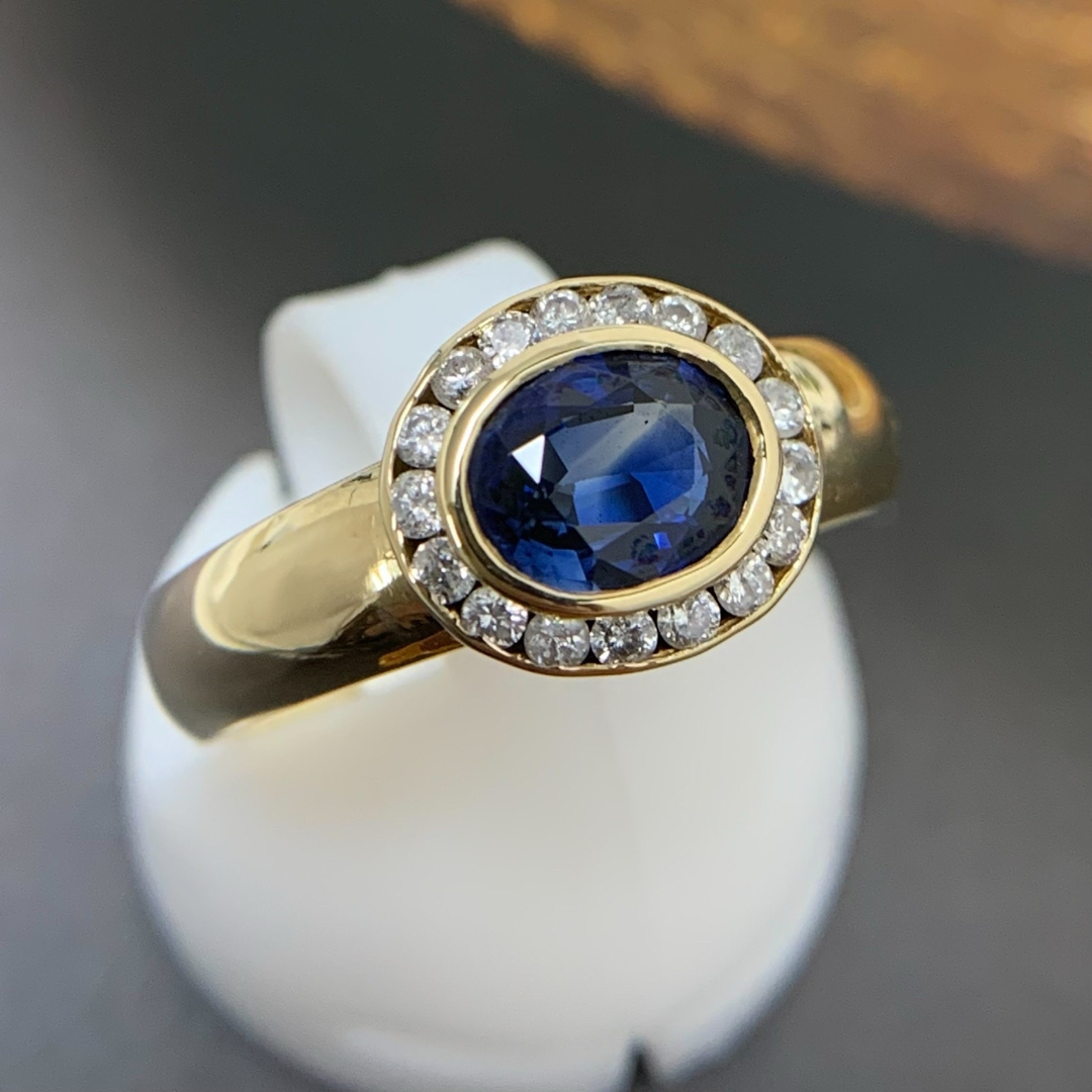 750 サファイア　ダイヤモンド　K18YG ダイヤモンド　リング レディースのアクセサリー(リング(指輪))の商品写真