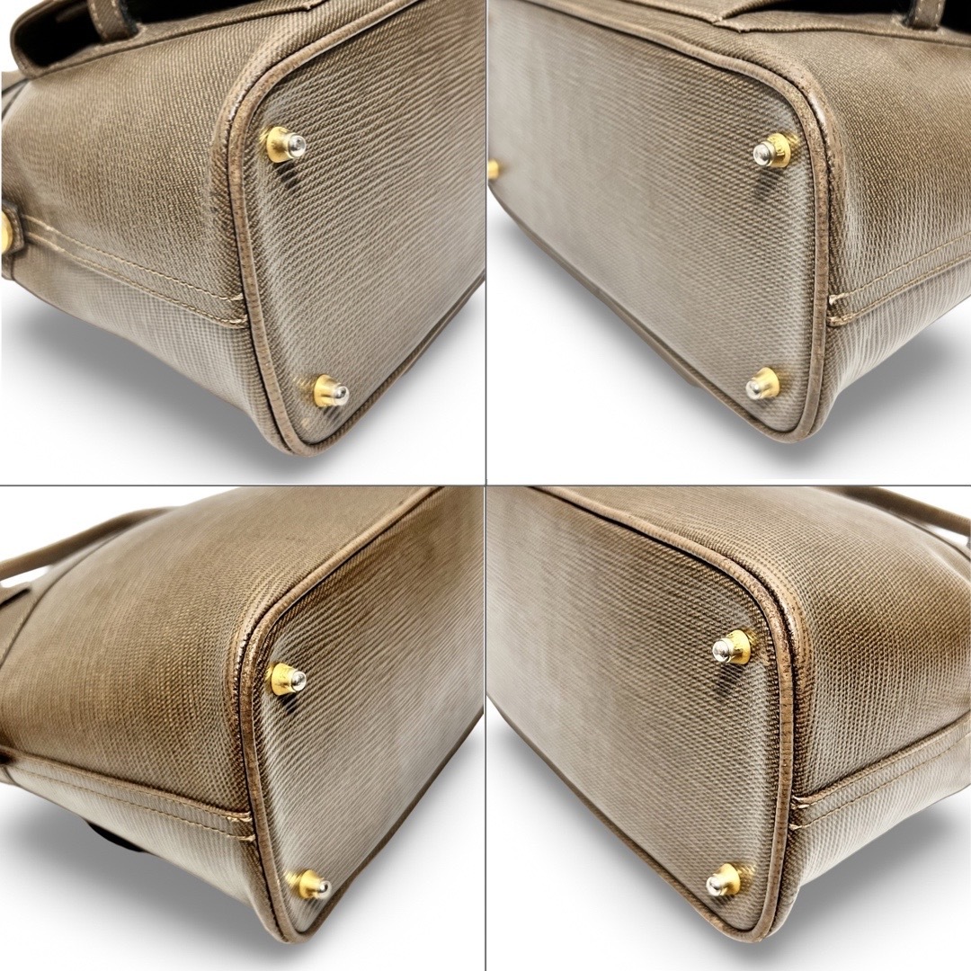 FENDI(フェンディ)のFENDI フェンディ FF レザー ハンドバッグ トートバッグ パドロック 鍵付き ブラウン レディースのバッグ(ハンドバッグ)の商品写真