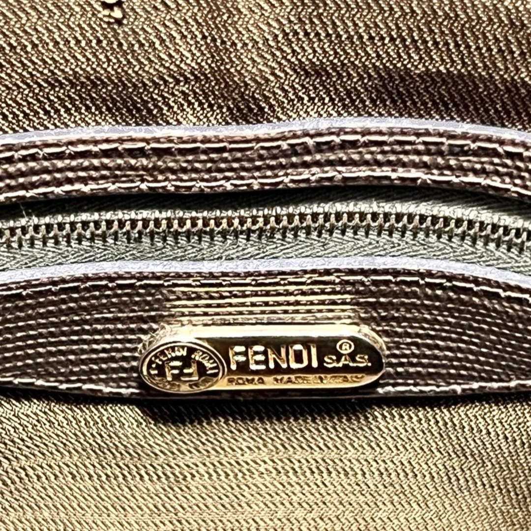 FENDI(フェンディ)のFENDI フェンディ FF レザー ハンドバッグ トートバッグ パドロック 鍵付き ブラウン レディースのバッグ(ハンドバッグ)の商品写真