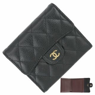 シャネル(CHANEL)のシャネル クラシック スモール フラップウォレット 三つ折り財布 キャビアスキン ブラック ボルドー 黒 レディース 新品 4123(財布)