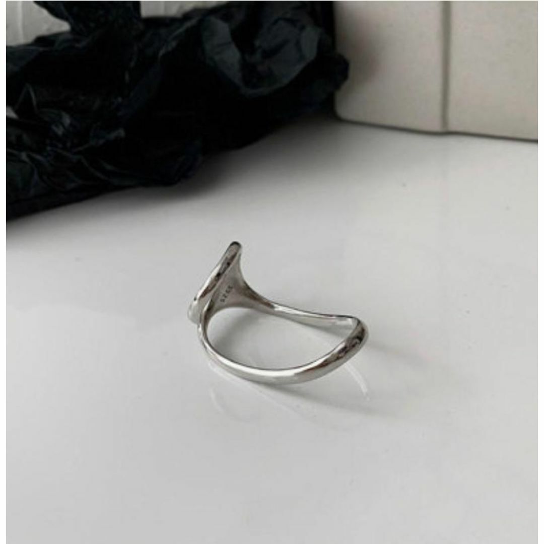 シルバー925 クセ有リング 二本指 人気 韓国 大人 洒落 デート ニュアンス レディースのアクセサリー(リング(指輪))の商品写真