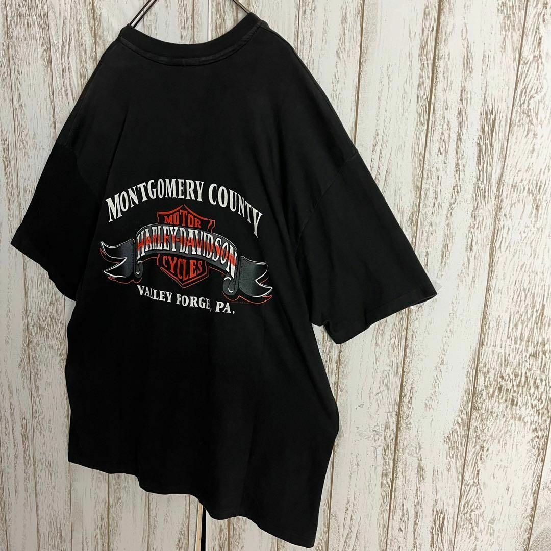 Harley Davidson(ハーレーダビッドソン)の【希少2XL】ハーレーダビッドソン☆両面ロゴTシャツ イーグル 入手困難 即完売 メンズのトップス(Tシャツ/カットソー(半袖/袖なし))の商品写真