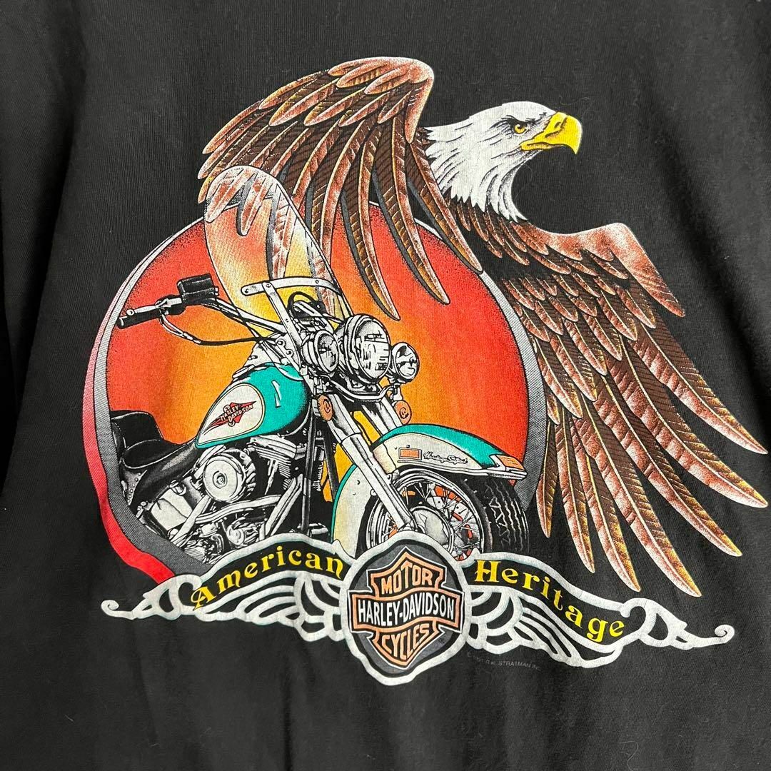 Harley Davidson(ハーレーダビッドソン)の【希少2XL】ハーレーダビッドソン☆両面ロゴTシャツ イーグル 入手困難 即完売 メンズのトップス(Tシャツ/カットソー(半袖/袖なし))の商品写真