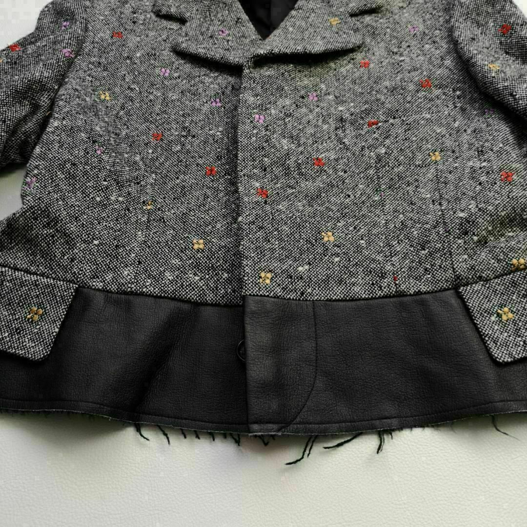 COMME des GARCONS(コムデギャルソン)のローブドシャンブル　コムデギャルソン　三つ葉刺繍　ウール　ジャケット　グレー　L レディースのジャケット/アウター(その他)の商品写真