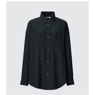 ユニクロ(UNIQLO)のユニクロU ドレープシャツ　ブラック　M size(シャツ/ブラウス(長袖/七分))